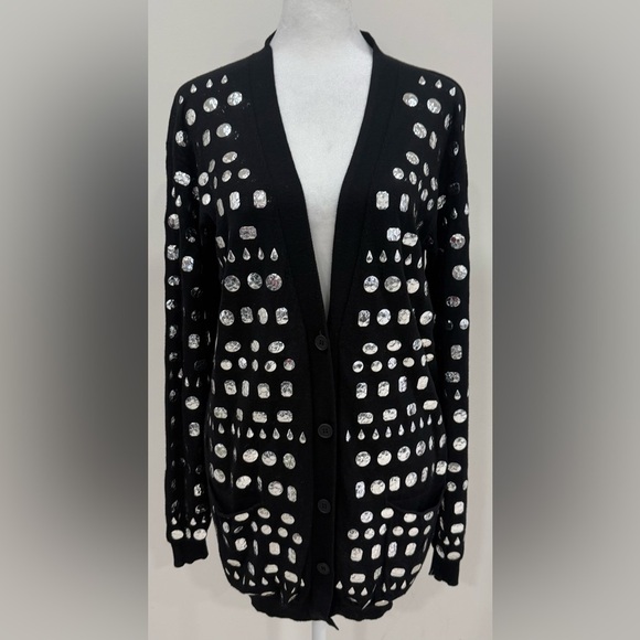 RARE Stella McCartney Embellished Metal plates  100% Lana Knit Cardigan Sz 42 (M - Picture 1 of 9